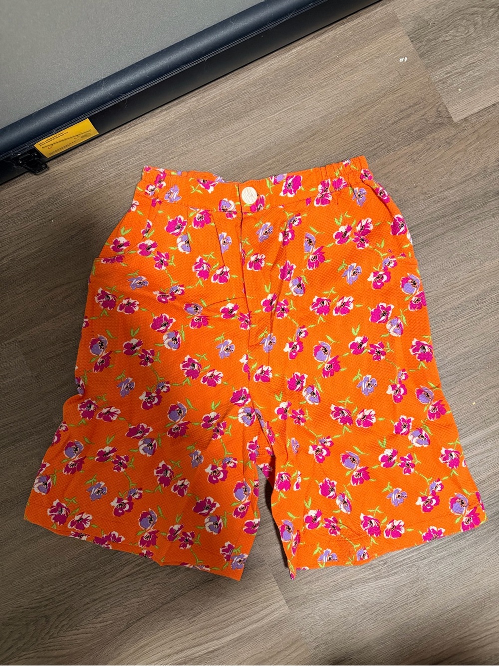 Vintage Women’s Orange Floral High-Waist Shorts